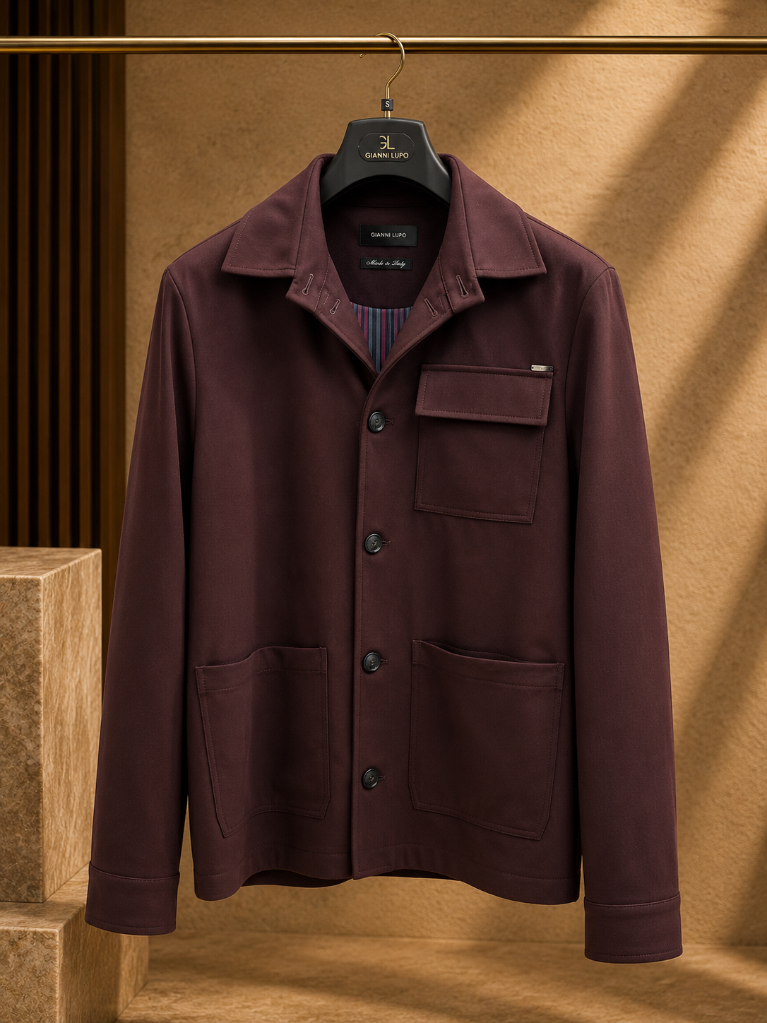 GIANNI LUPO BURGUNDY OVERSHIRT