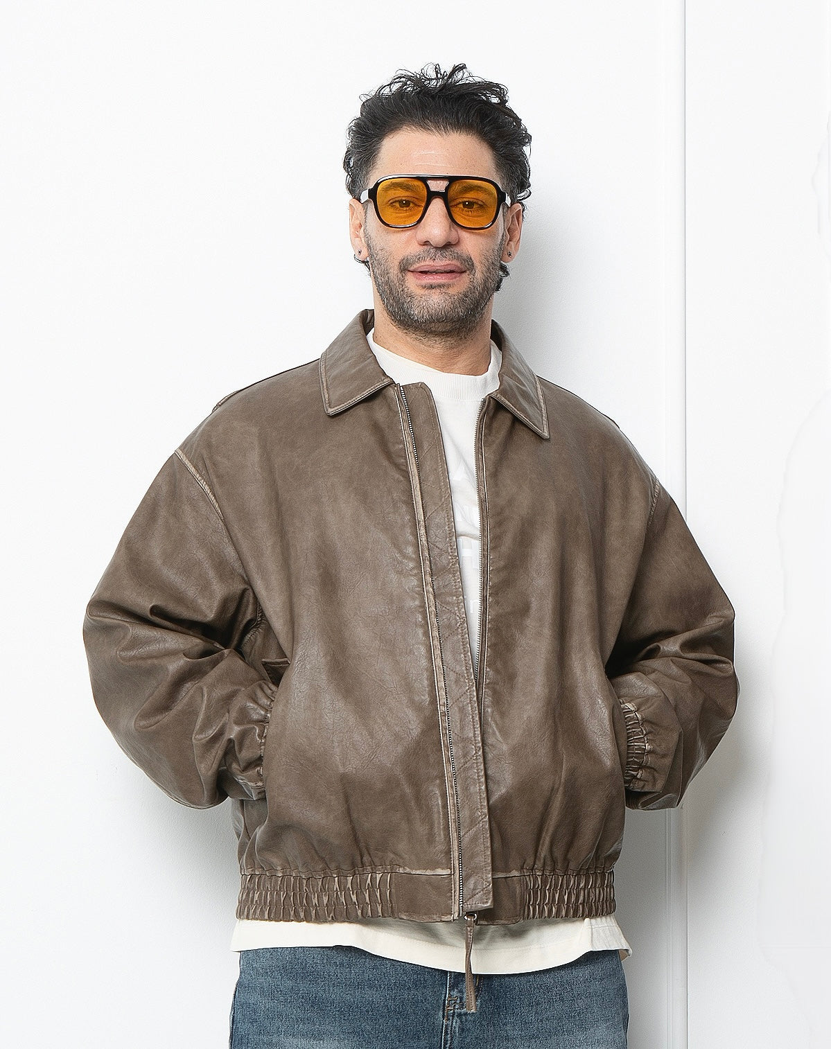 double label 'biker' kabát