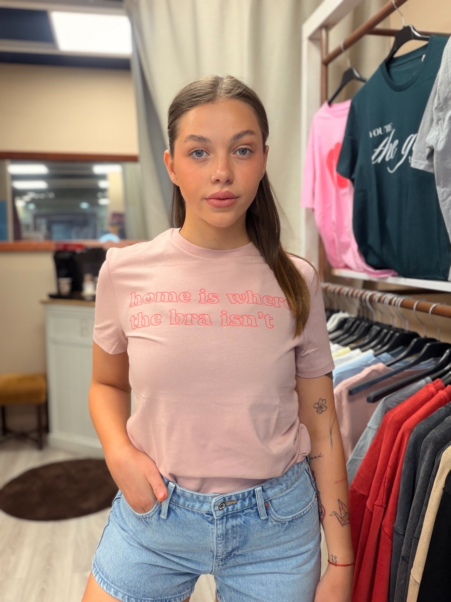 ‘HOME IS WHERE BRA ISN’T’ T-SHIRT